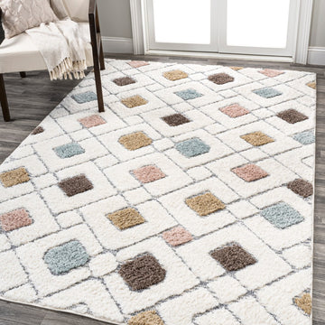 Astrid Retro Trellis High-low Area Rug